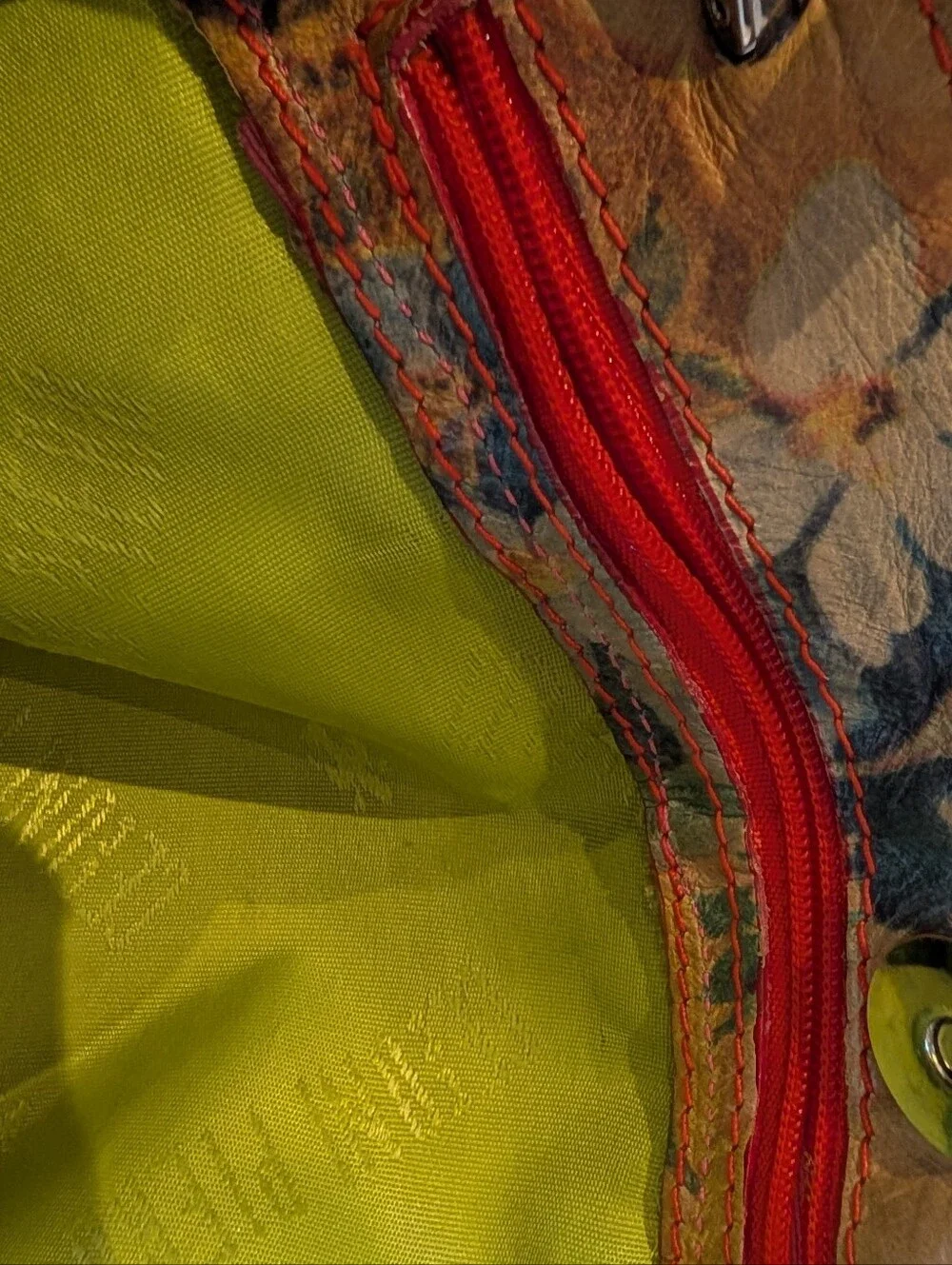 Vintage Cecconi Piero Italian Leather Floral Botanical Tote Bag Cottagecore